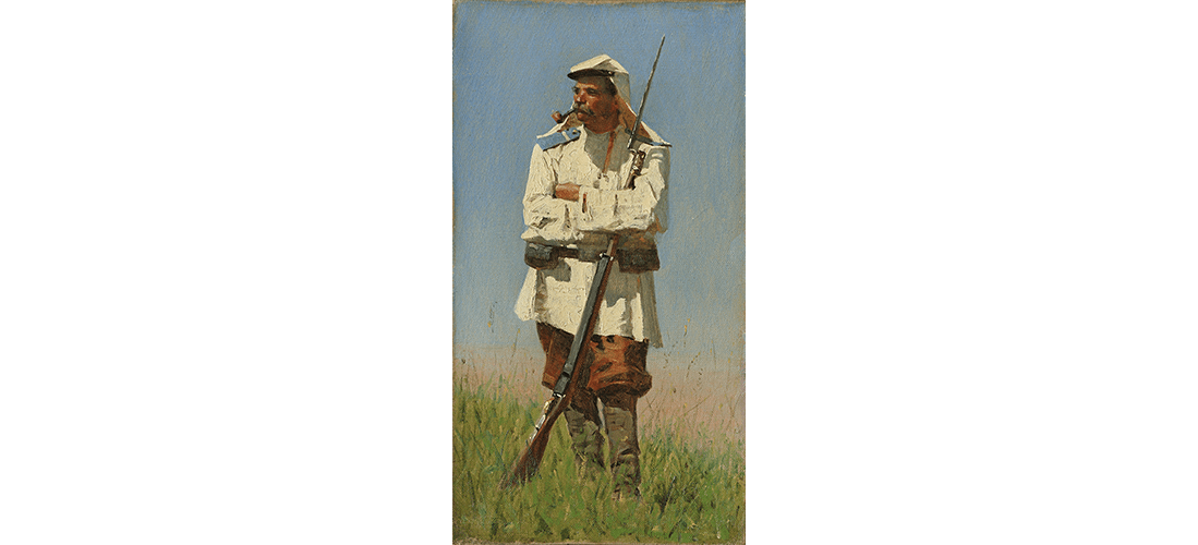 Туркестанский солдат в летней форме. 1873. Холст, масло. Из коллекции Приморской государственной картинной галереи