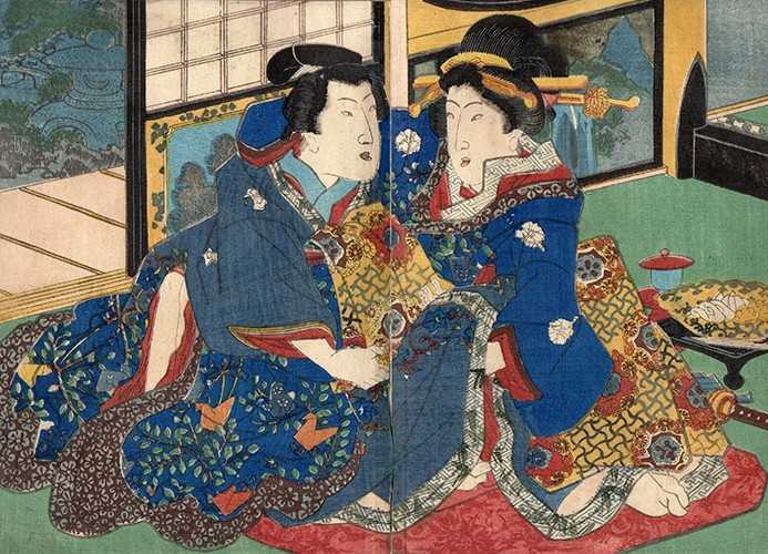 Андо Хиросигэ. Лист из «Снег, луна, цветы. Друзья четырёх сезонов».1850г.